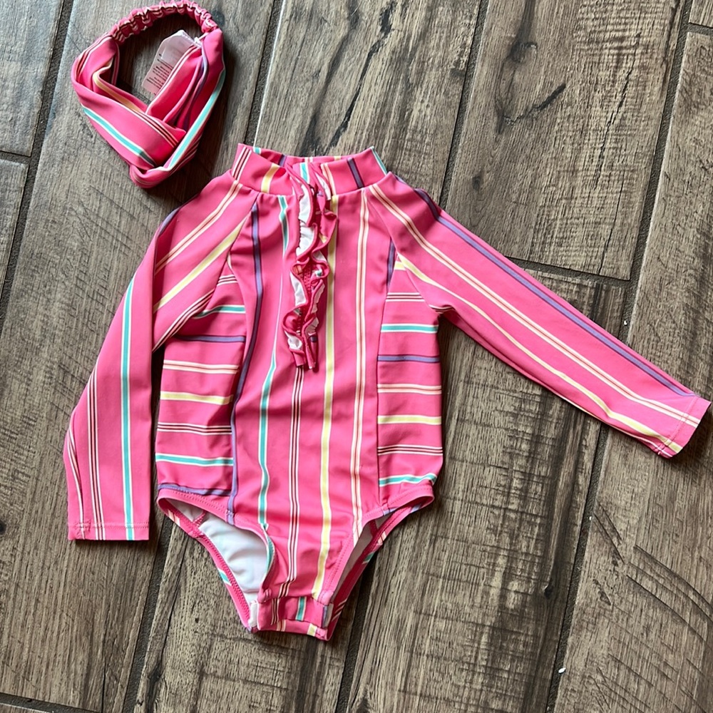 Precious striped swimsuit with headband